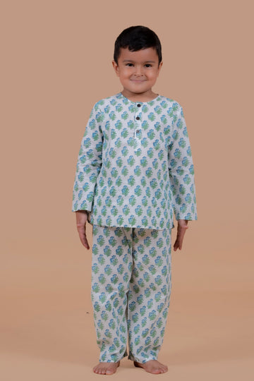 Blue Booti Print Night suit for Boys