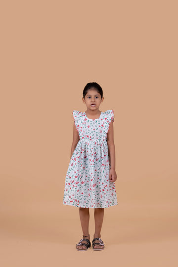 Floral Jaal Frill Frock