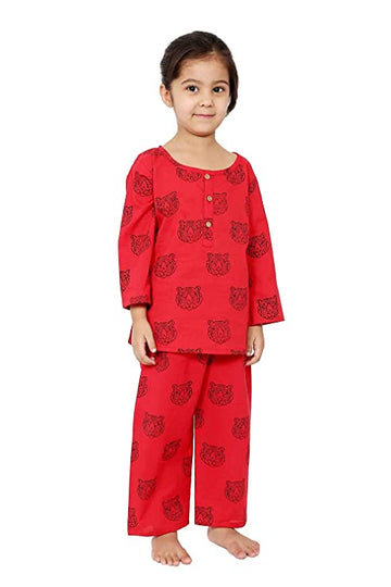 Red Black Lion Night Suit