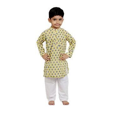 Yellow Booti Printed Kurta Pajama Set of 2