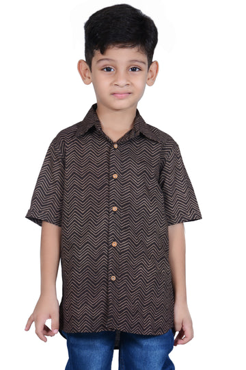 Black Zig Zag Block Printed Shirt
