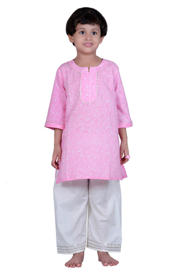 Pink and Cream Palazzo Suit - Set of -2