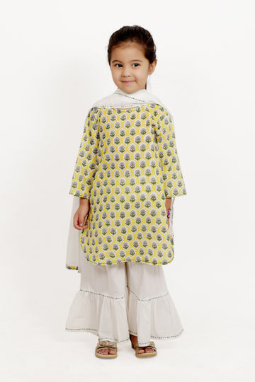 Yellow Booti Sharara Set of 3