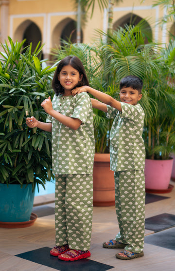 pure cotton elephant pajama set for kids 
