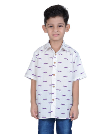 Pure cotton Mushtach print Shirt for Boys 