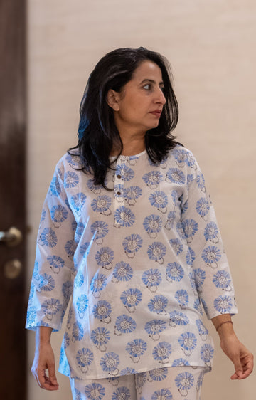 pure cotton hand block printed nightwear for women