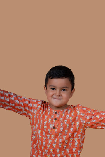 frog print cotton pajama set for kids in India