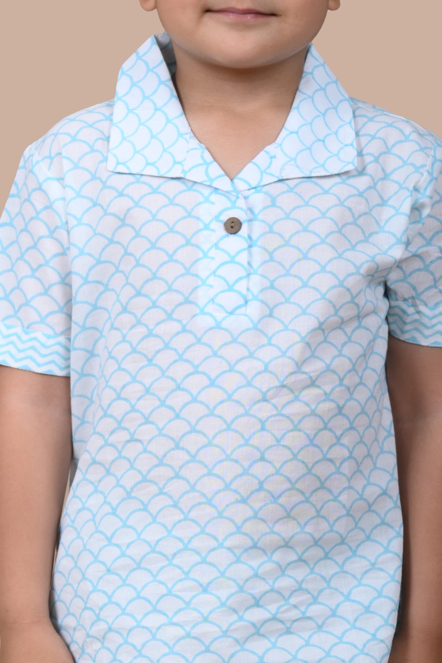 Turquoise scallops Shorts and Top set for Boys