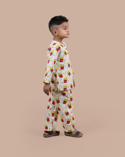 French Fries Print Night Suit