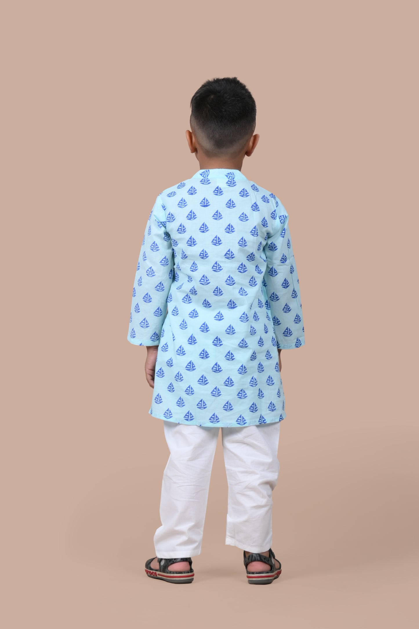 Boat Printed Blue Kurta Pajama Set of 2