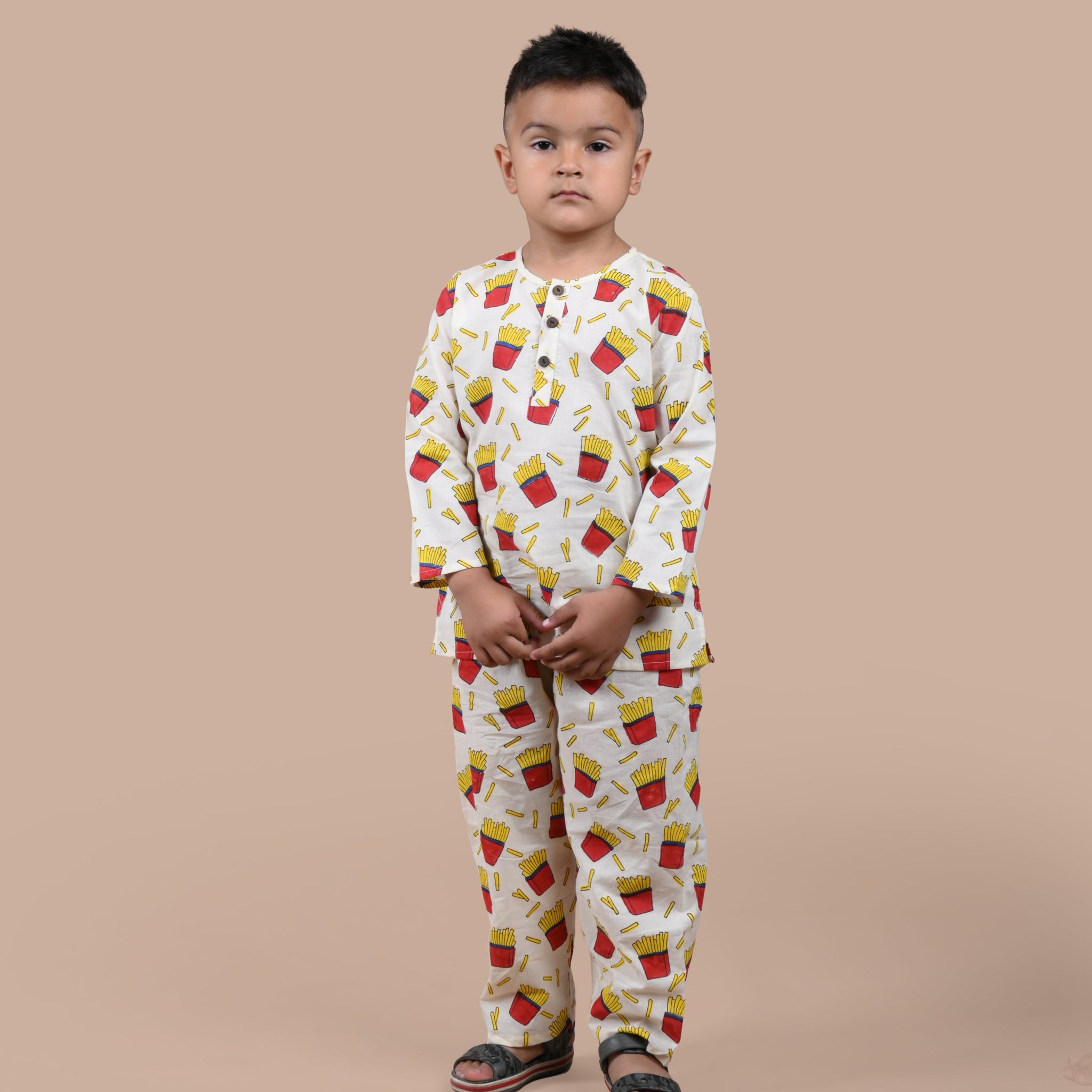 French Fries Print Night Suit