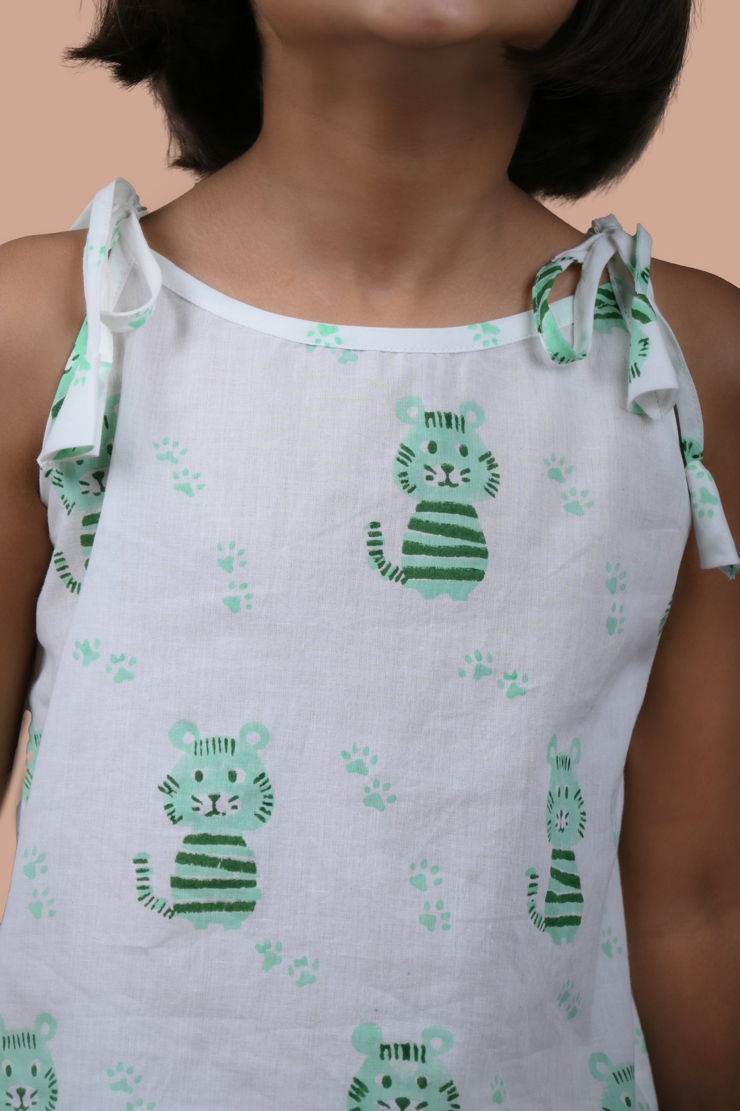 Green Cat Shorts and Top set for Girl