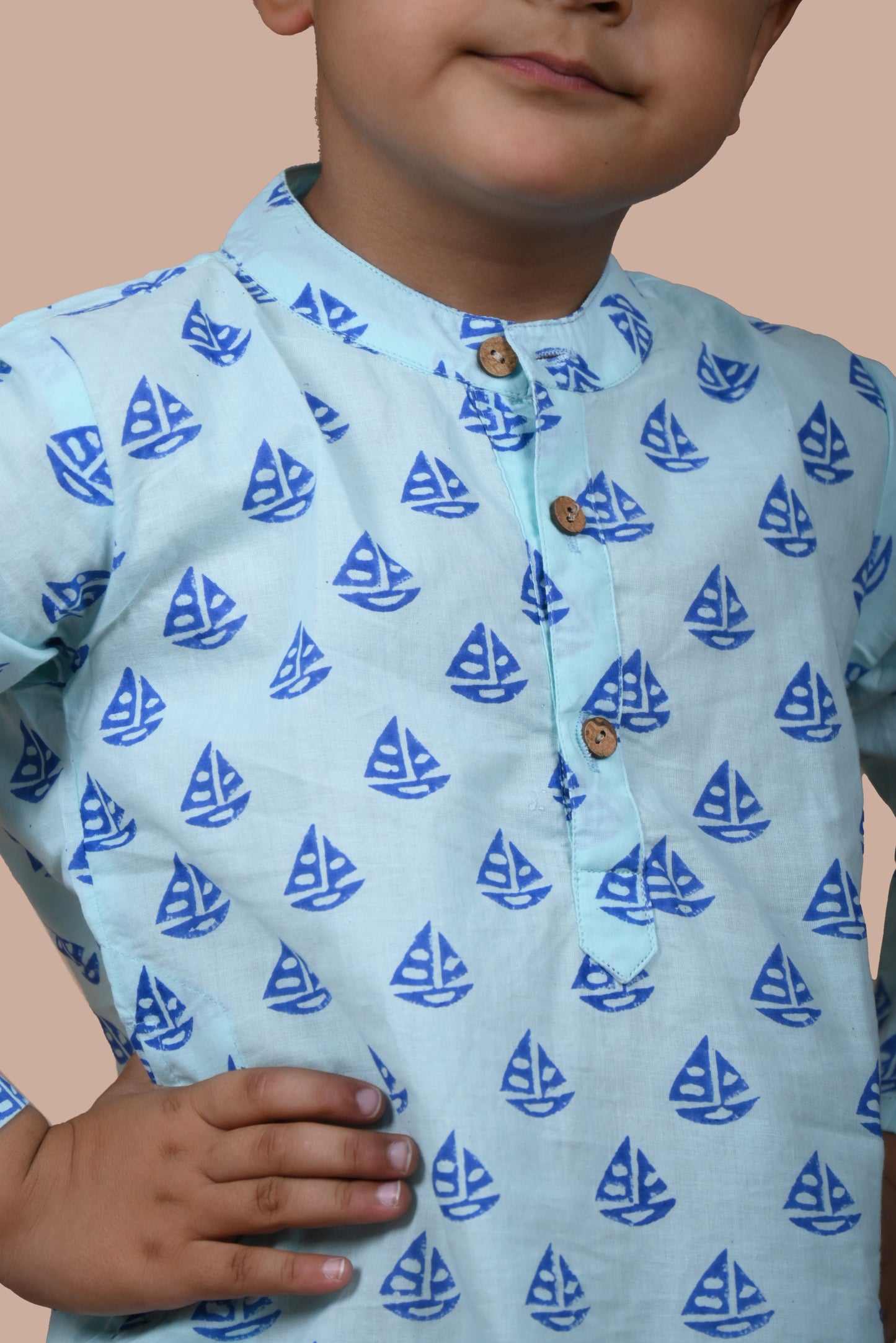 Boat Printed Blue Kurta Pajama Set of 2