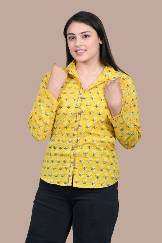 Yellow Booti Women Shirts