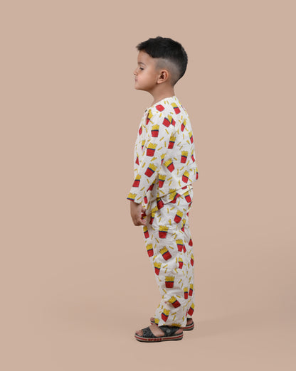 French Fries Print Night Suit