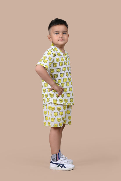 Yellow Tiger Shorts and Top set for Boys