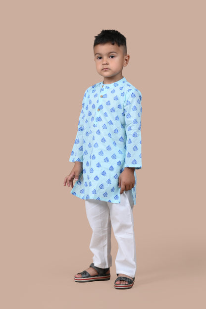 Boat Printed Blue Kurta Pajama Set of 2