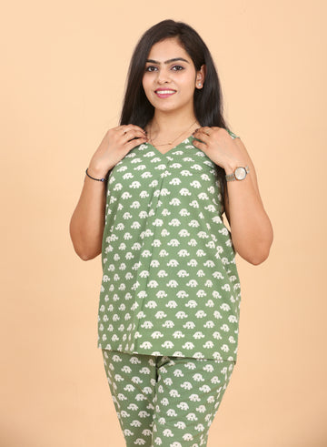 Green Elephant Women Sleeveless Co-ord Set