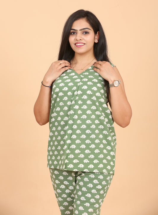 Green Elephant Women Sleeveless Co-ord Set