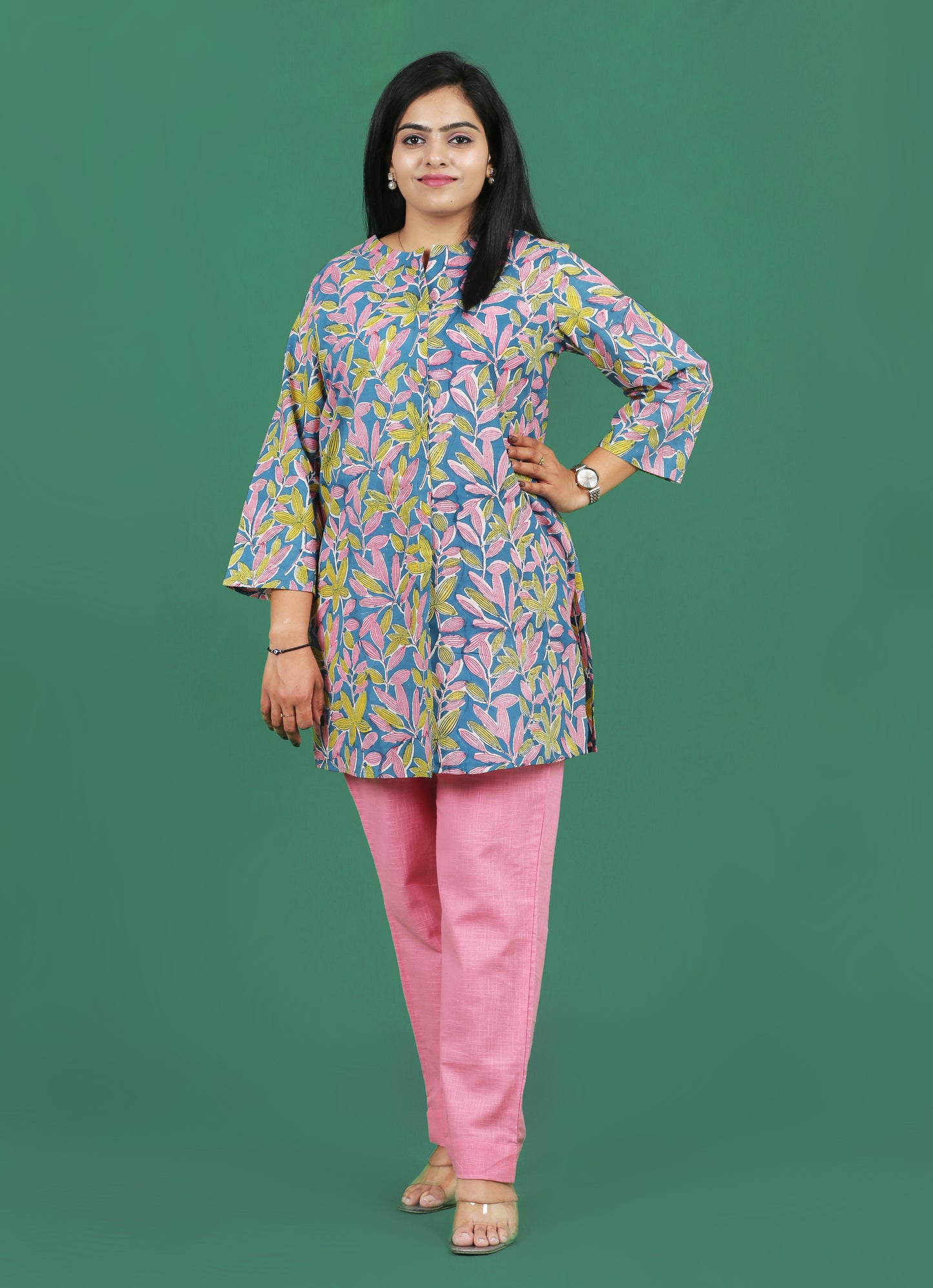 Rama Green-Pink Co-ord Set for Women