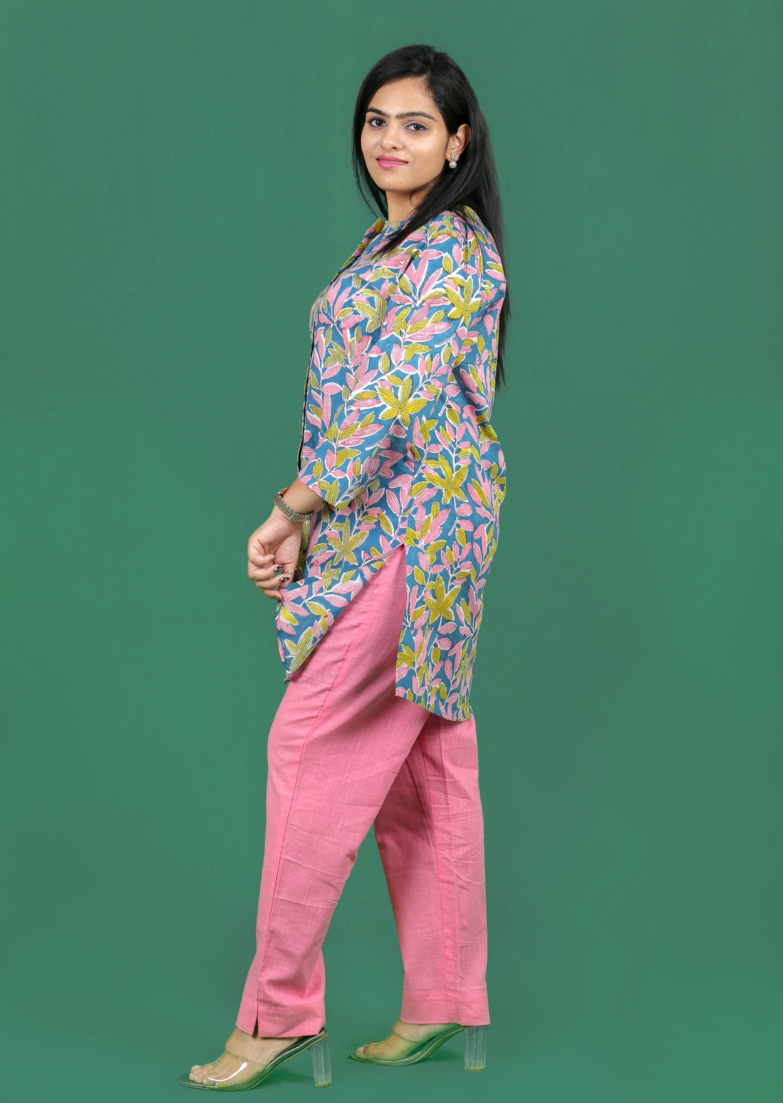 Rama Green-Pink Co-ord Set for Women