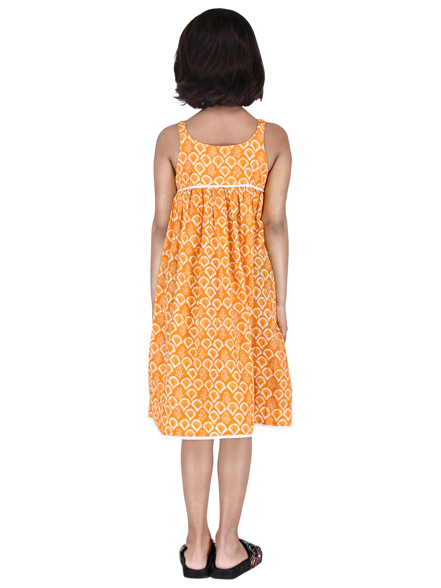 Yellow Scallops Spaghetti strap Frock