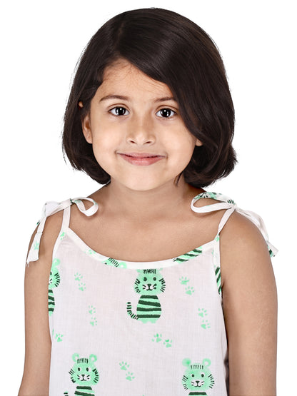 Green Cat Shorts and Top set for Girl