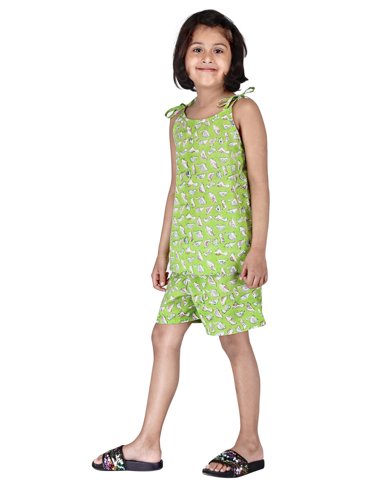 Green Dino Shorts and Top set for Girl