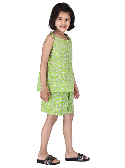 Green Dino Shorts and Top set for Girl