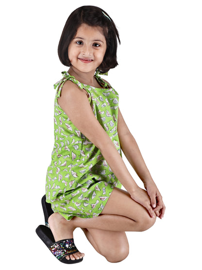 Green Dino Shorts and Top set for Girl