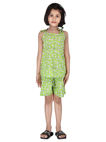 Green Dino Shorts and Top set for Girl