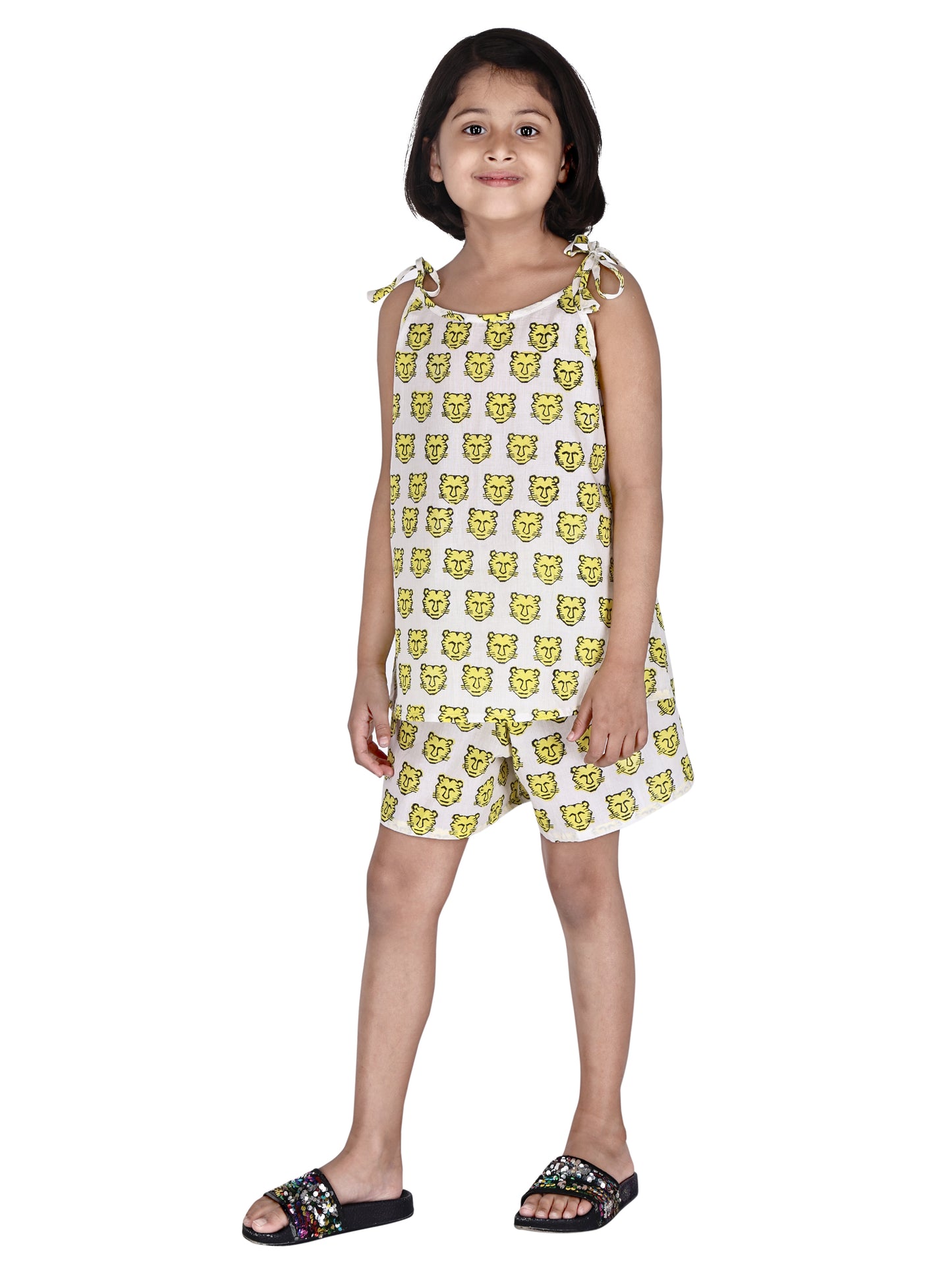 Yellow Tiger Shorts and Top set for Girls