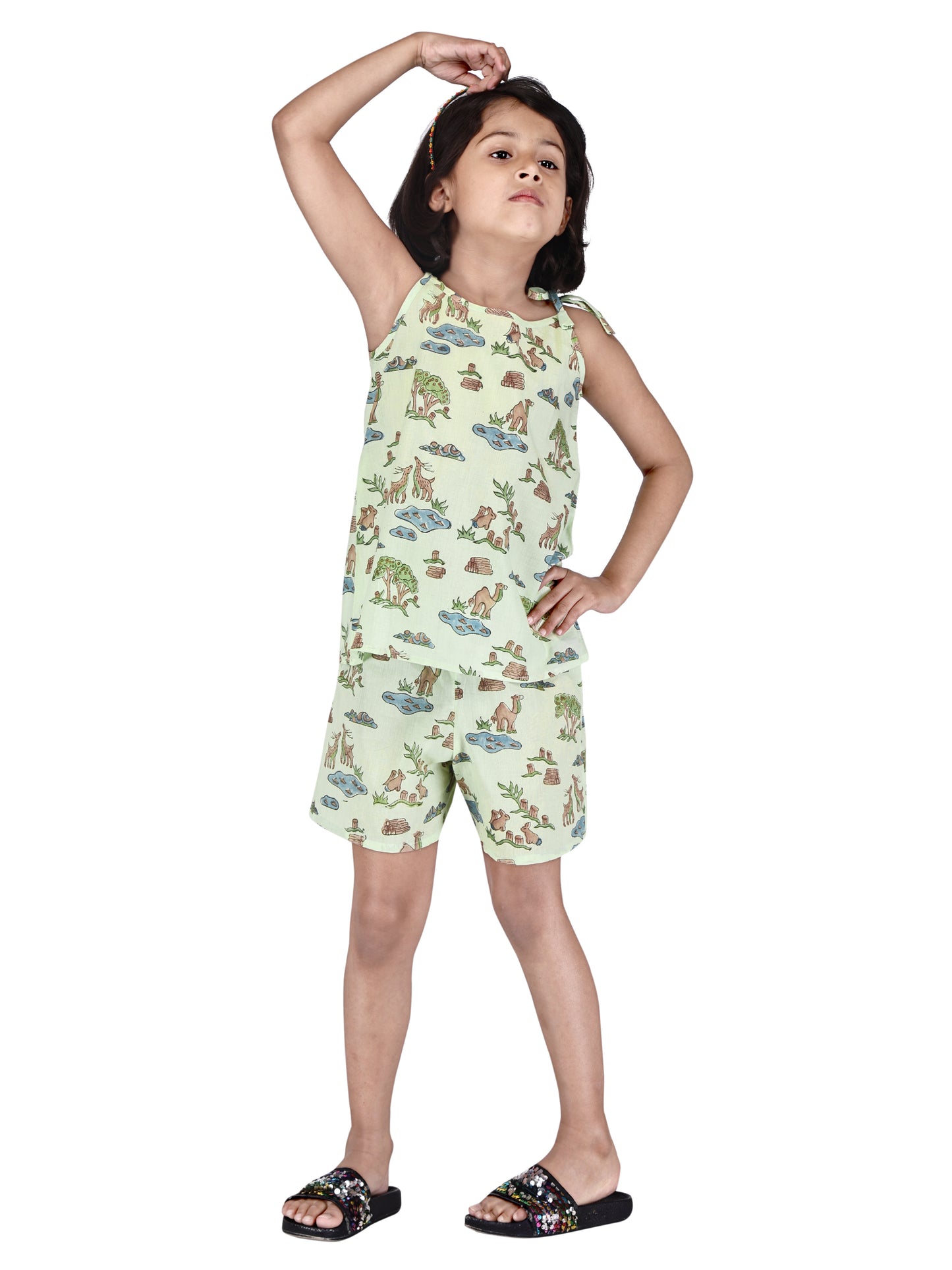 Pista Green Shorts and Top set for Girl