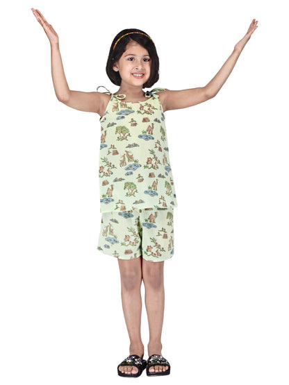 Pista Green Shorts and Top set for Girl