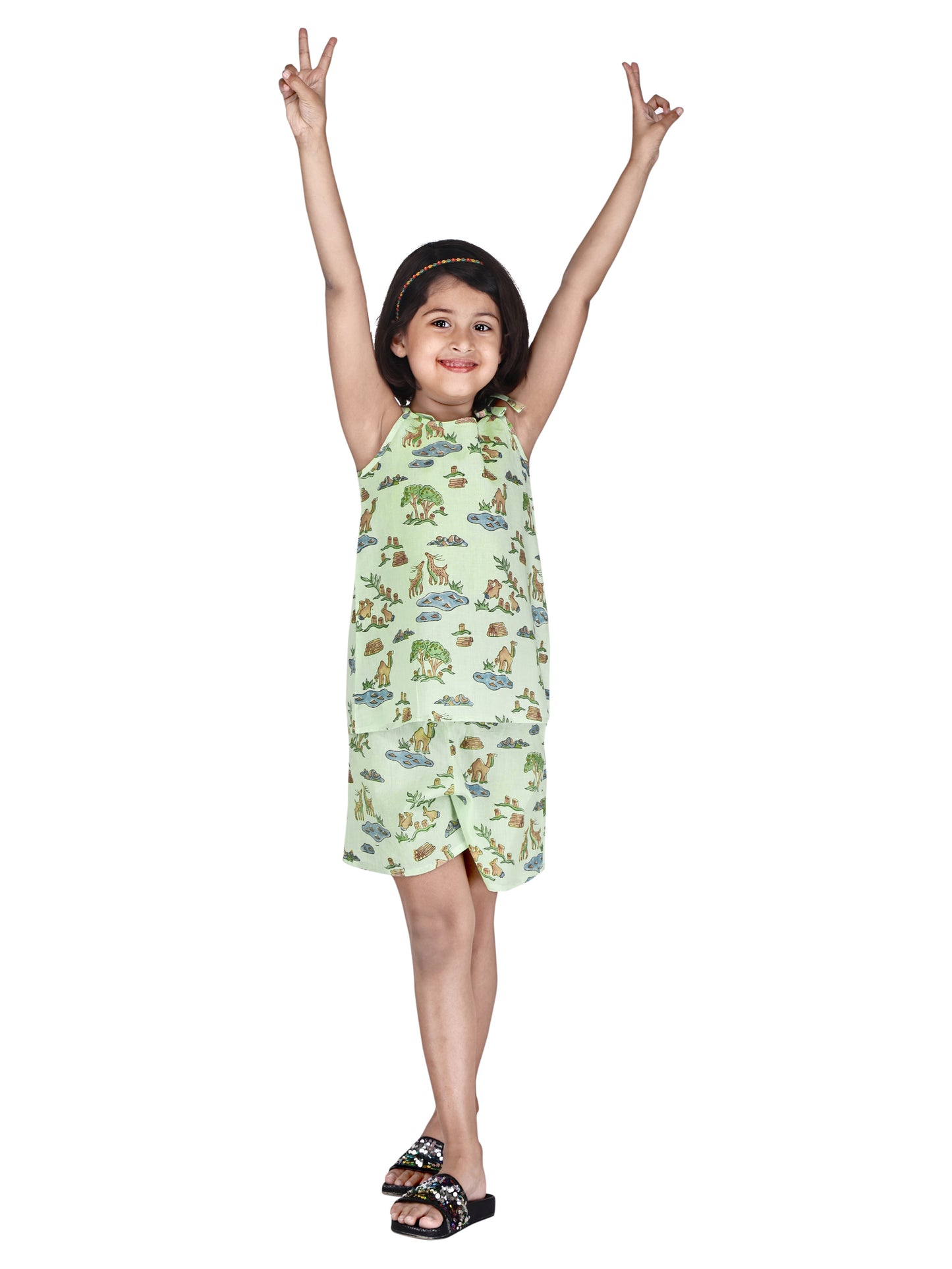 Pista Green Shorts and Top set for Girl