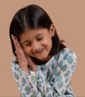 Hand block printed blue booti cotton nightsuit for girls - Chheent Jaipur