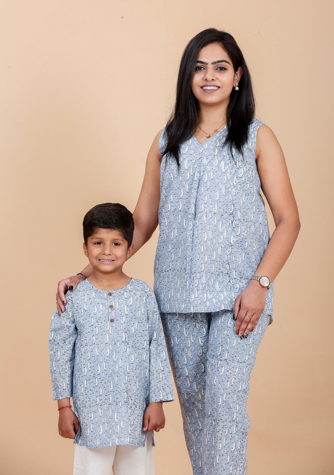 Duck print pure cotton twinning co-ord set for mom and kids - Chheent Jaipur