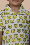 Close-up of Yellow Tiger hand block print on pure cotton fabric, Chheent Jaipur craftsmanship