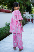 breathable cotton pink fish kaftan set for kids