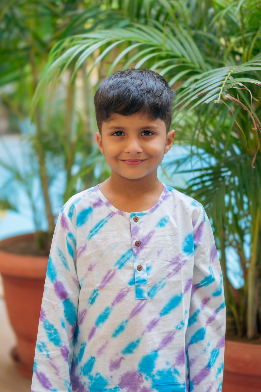 Blue Purple Tie And Dye Print Nightsuit