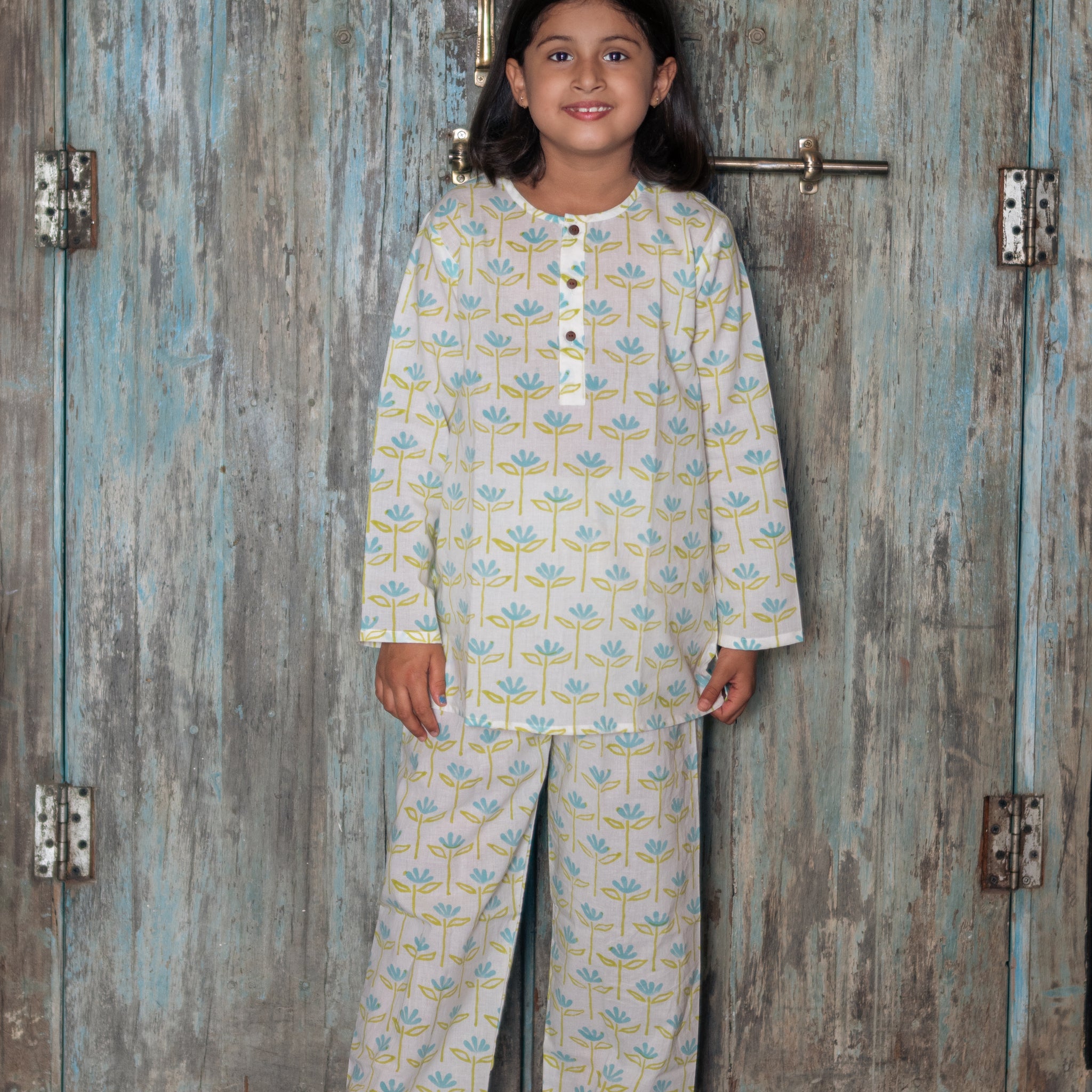 Blue Flower Print Nightsuit