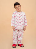 Flamingo print pure cotton hand block printed pajama set for boys - front view
