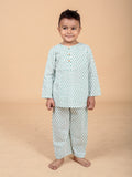 Green Booti pure cotton hand block printed pajama set for boys breathable summer nightwear