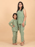 Mother daughter twinning pure cotton hand block printed nightwear - Chheent Jaipur