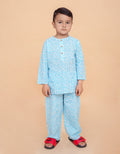 Turquoise Leopard pure cotton hand block printed pajama set for boys breathable summer nightwear