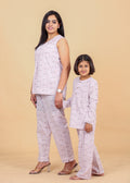 Mother child purple fish twinning co-ord set - side view