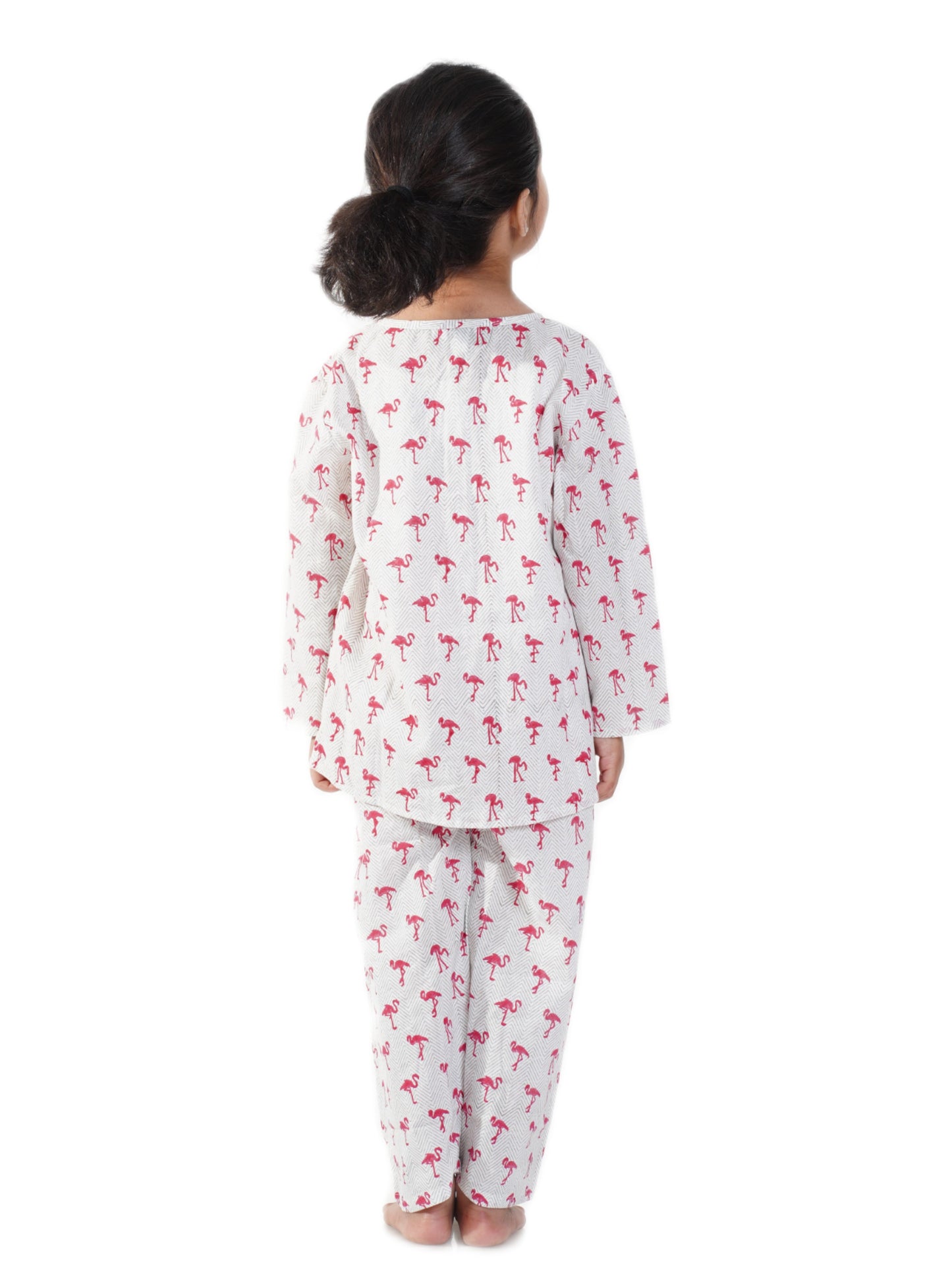 Pink Flamingo And Green Forest Leaf Night Suit Combo