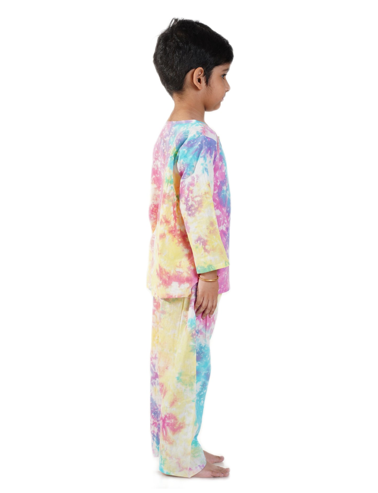 Multi Tie and Dye Light Green Elephant Combo Night Suit