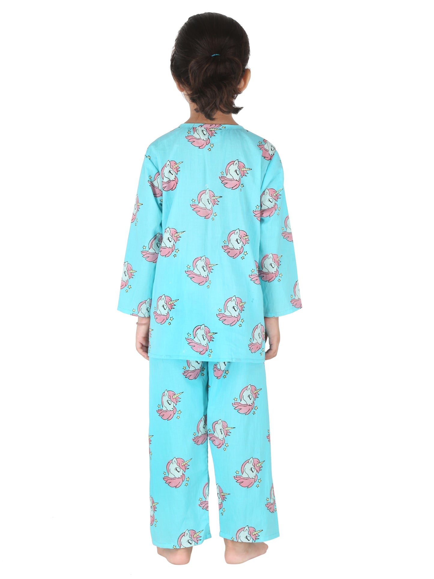 Beige cat and Turquoise Unicorn Night Suit Combo