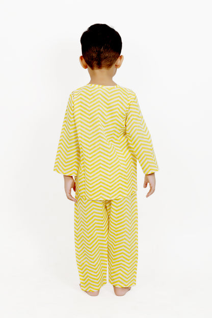 Yellow zig zag and Red whale Combo Night Suits